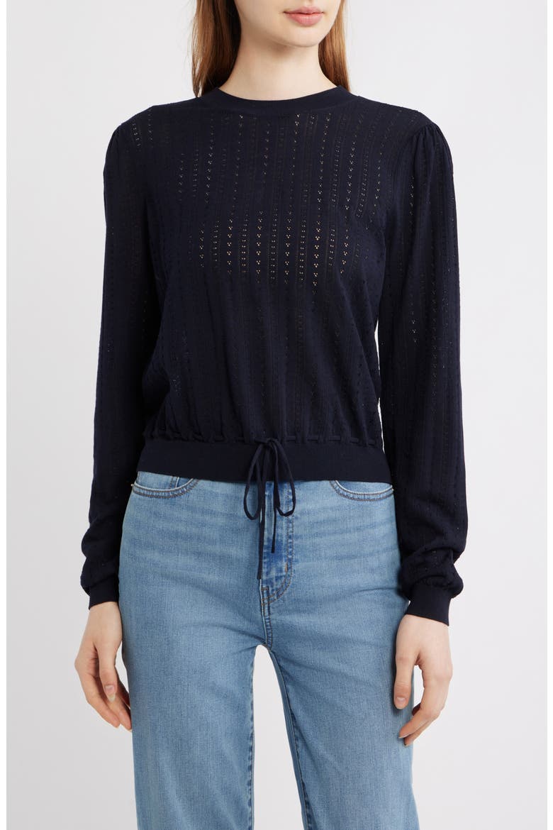 Cotton & Modal Pointelle Sweater, Main, color, NAVY