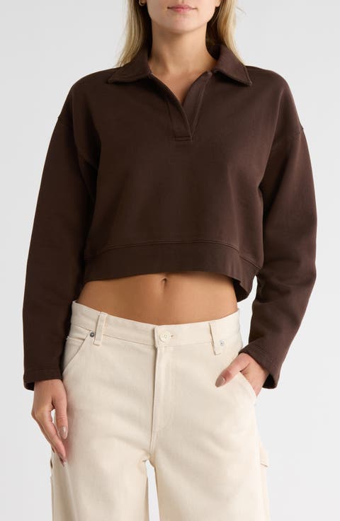 Johnny Collar Fleece Crop Sweatshirt