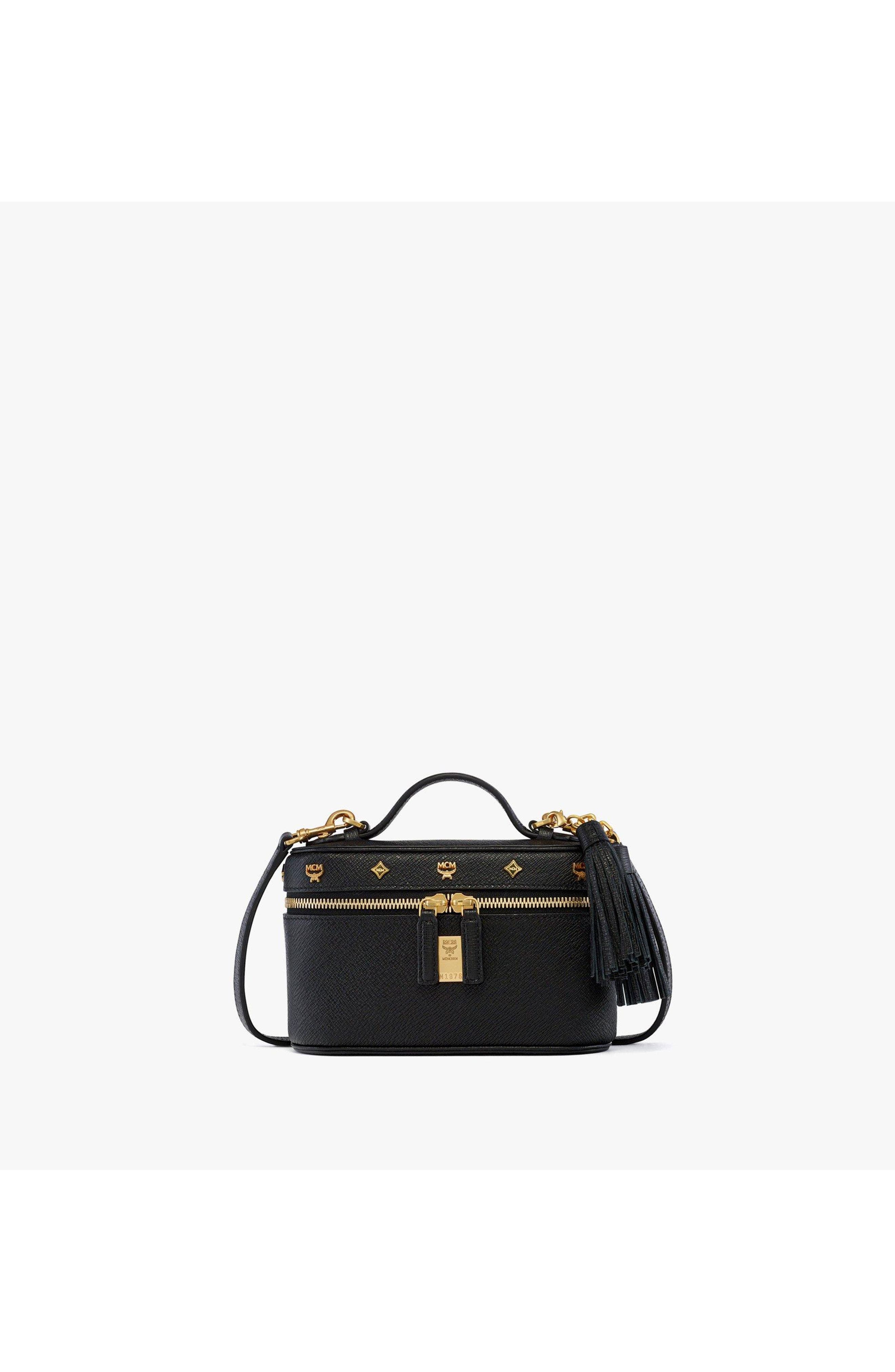 Mini Pina Vanity Case in Studded Calfskin, Main, color, Black