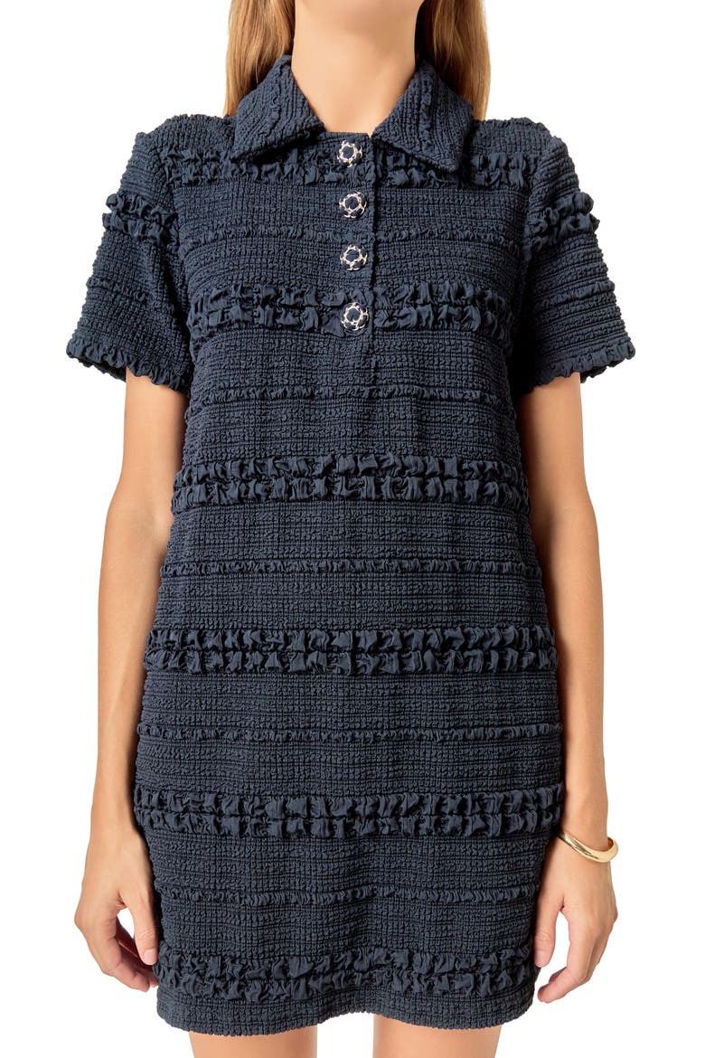 Embroidered Stretch Polo Minidress, Alternate, color, NAVY