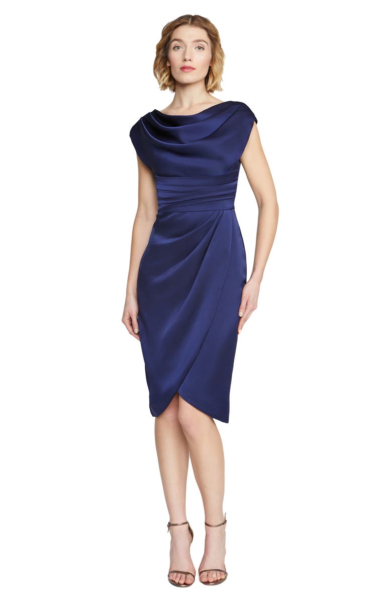 Theia Ivy Pleated Satin Cocktail Dress, Alternate, color, 