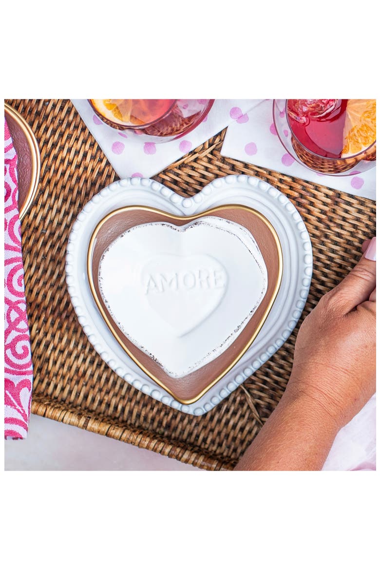 Baroque Glass Pink Heart Cocktail Plate, Alternate, color, PINK