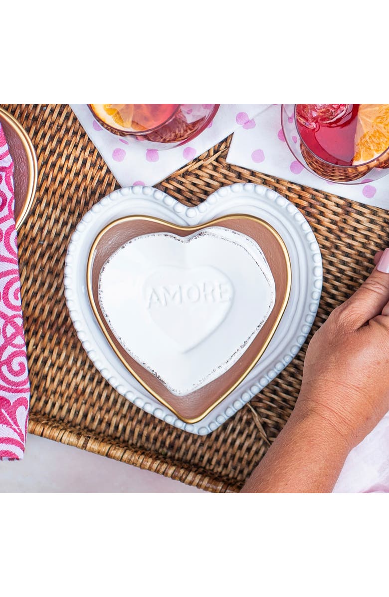 VIETRI Baroque Glass Pink Heart Cocktail Plate, Alternate, color, Pink