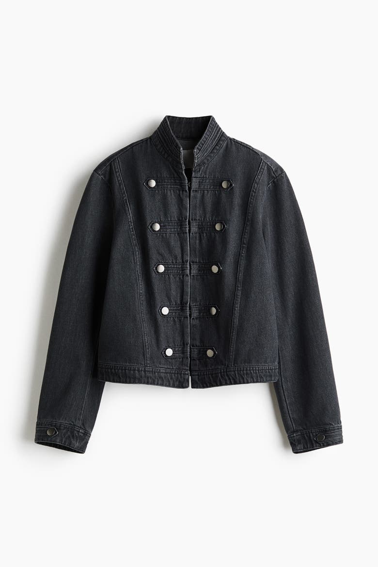 Studded Denim Jacket, Alternate, color, Dark denim gray