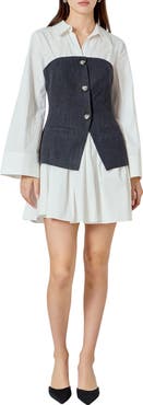 Endless Rose Mixed Media Long Sleeve Minidress