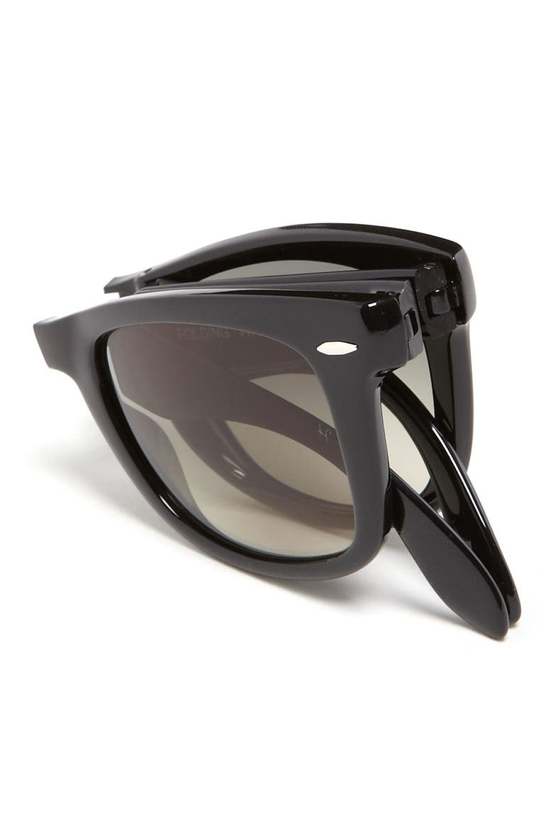 Wayfarer 50mm Folding Sunglasses, Alternate, color, BLACK/ GREY