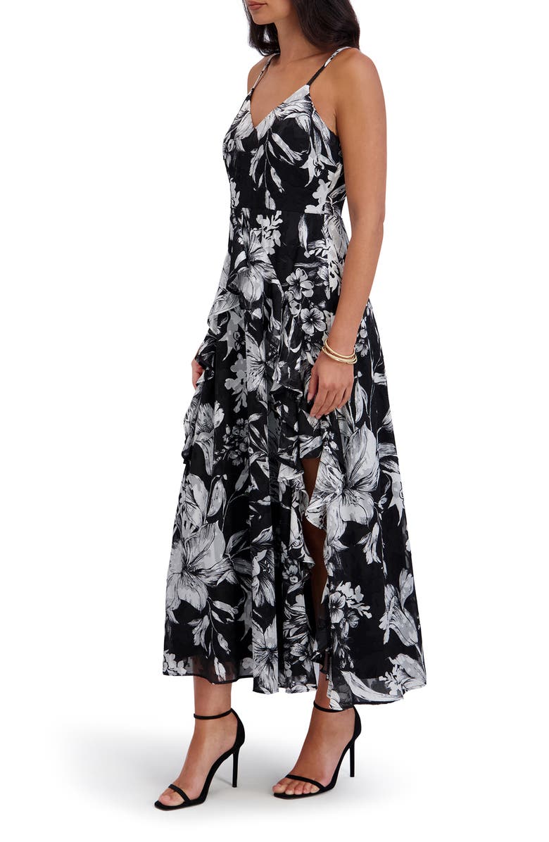 Siena Burnout Chiffon Midi Dress, Alternate, color, Black/ White