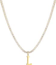 Adornia Initial Charm Tennis Necklace