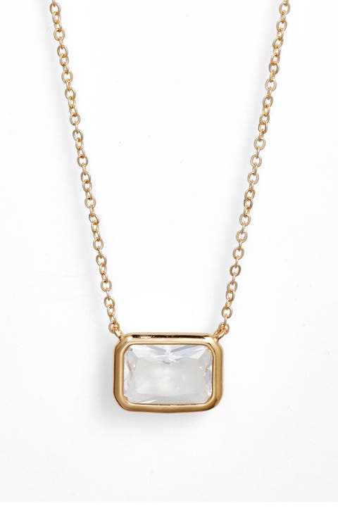 Emerald Cut Cubic Zirconia Pendant