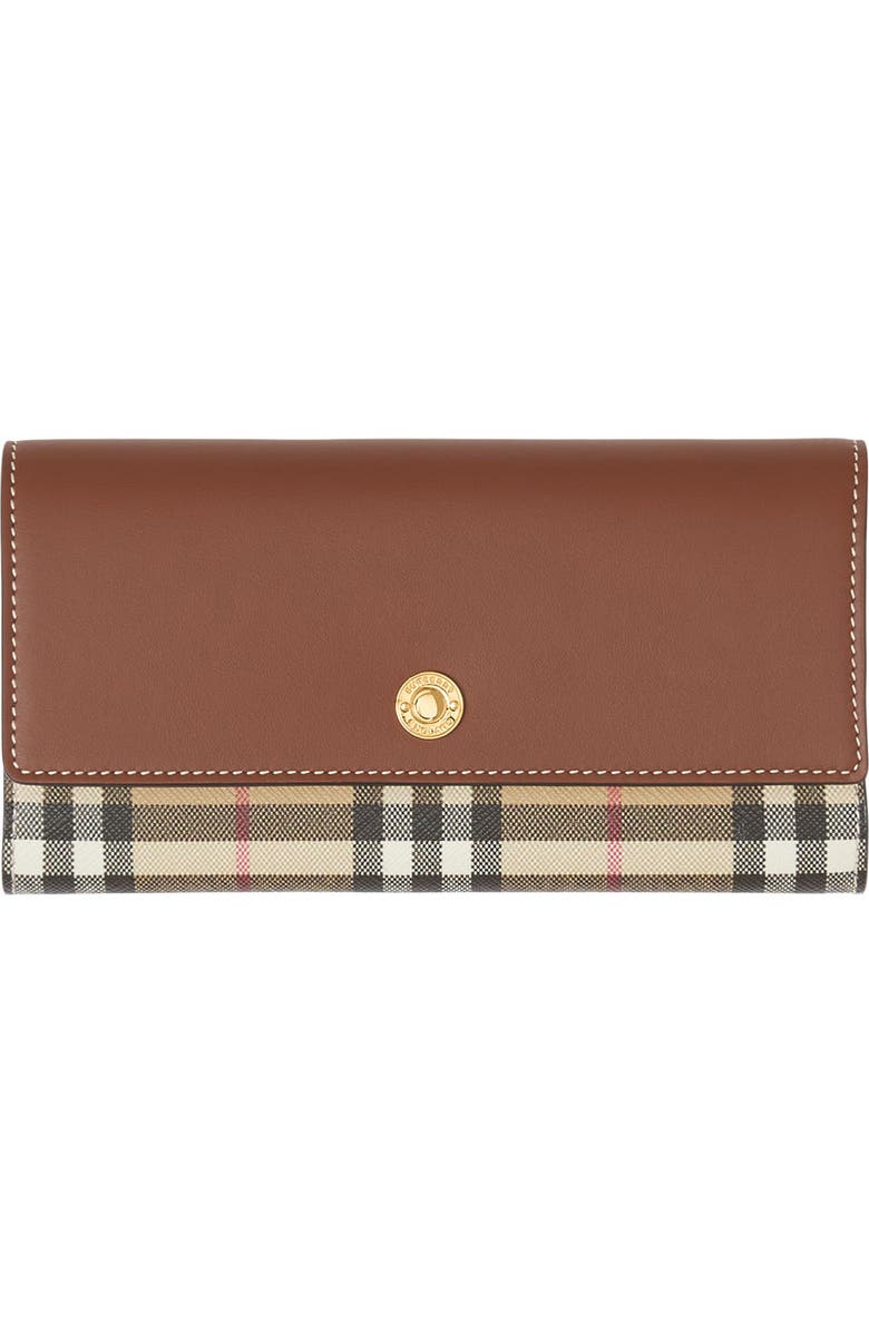 Burberry Halton Check E-Canvas & Leather Continental Wallet, Main, color,