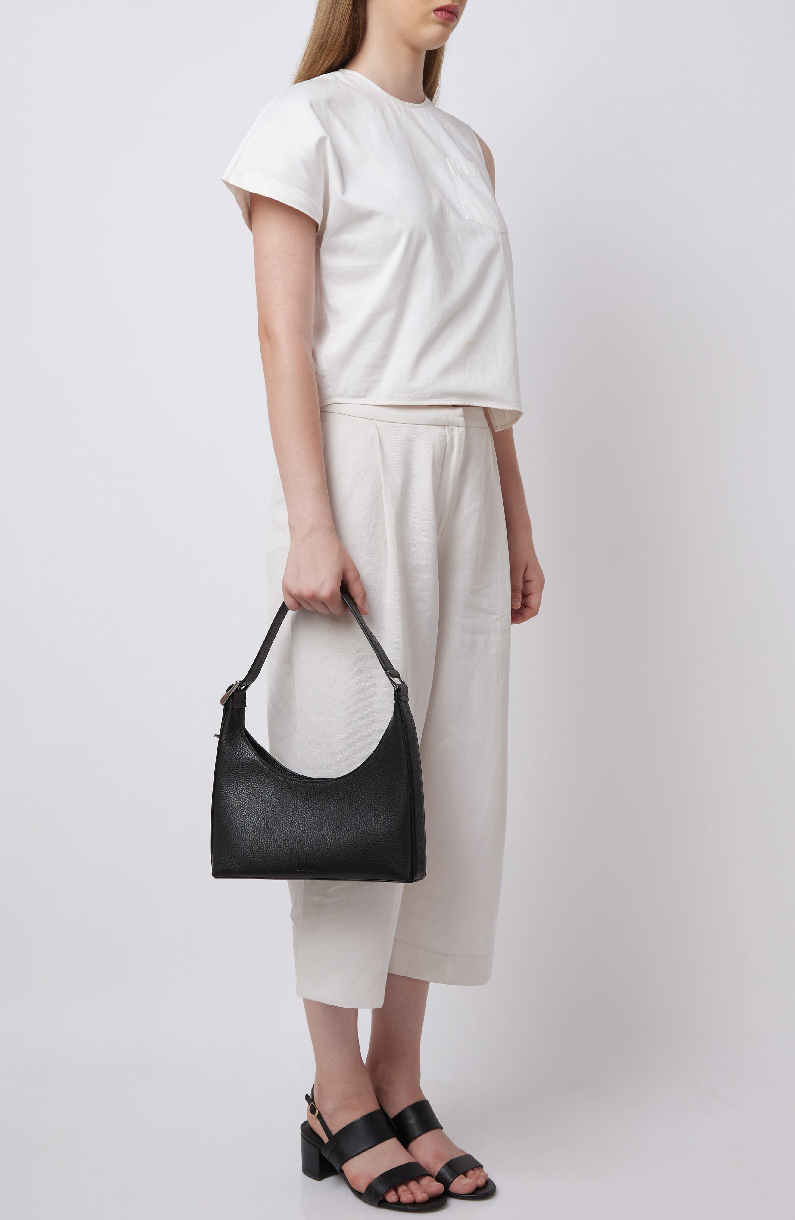 behno Danny Flatiron Pebble Leather Shoulder Bag, Alternate, color, 