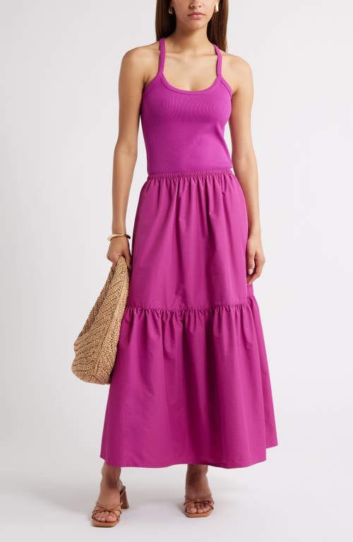 Open Edit Tiered Maxi Skirt In Blue