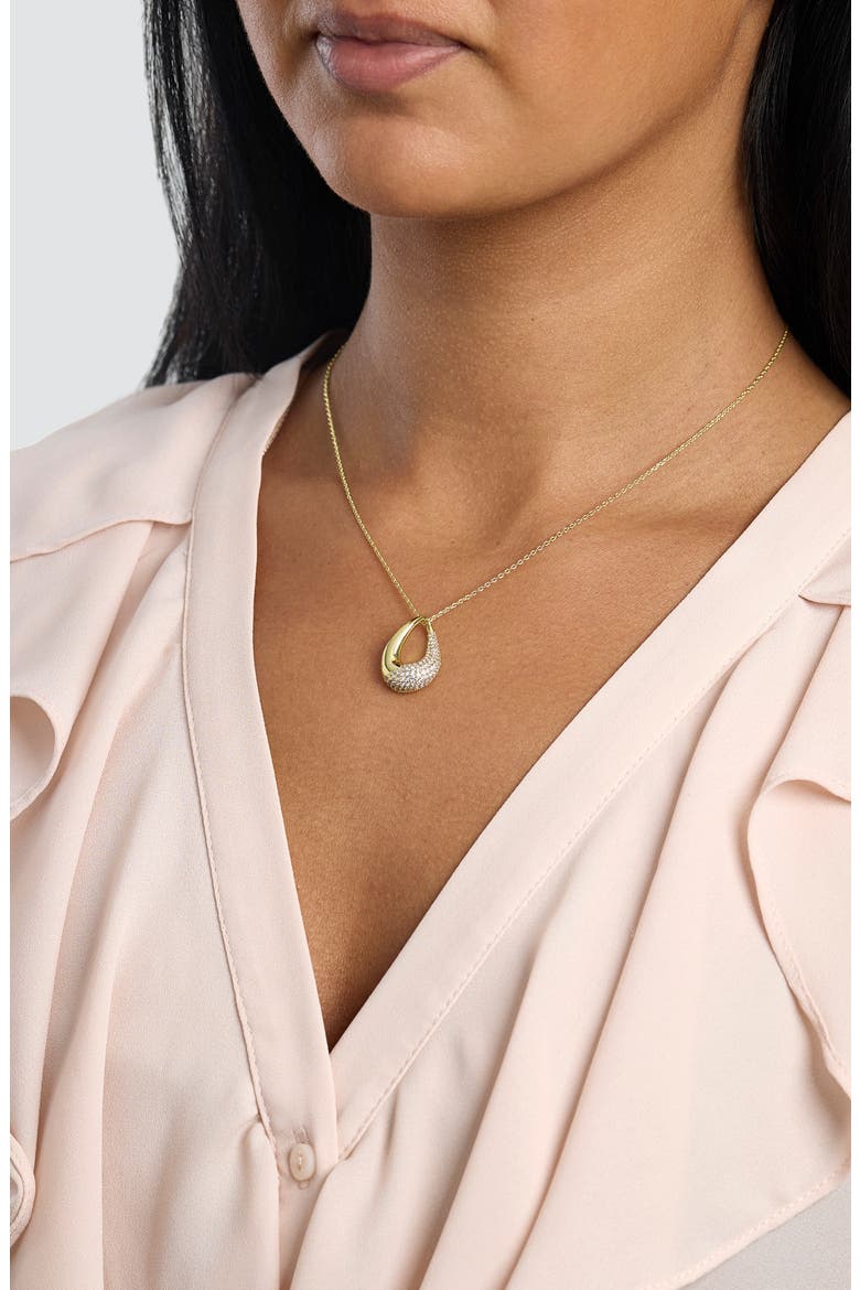 Pavé Cubic Zirconia Open Teardrop Pendant Necklace, Alternate, color, GOLD