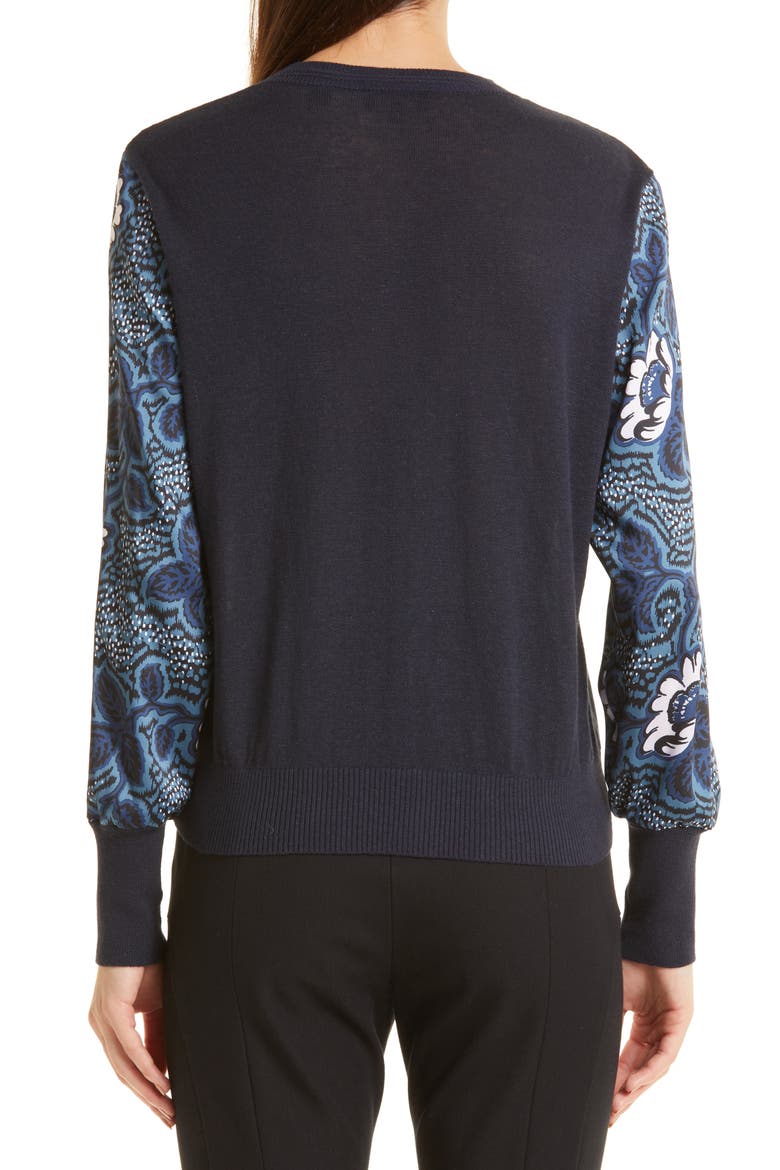 Ryviad Floral Cardigan, Alternate, color, NAVY