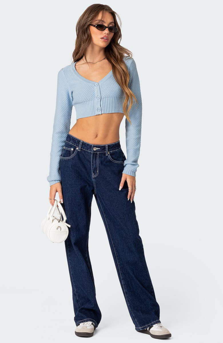 EDIKTED V-Neck Crop Cardigan, Alternate, color, 