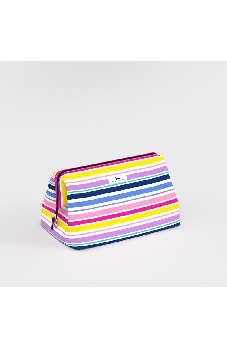 SCOUT Big Mouth Makeup Bag, Main, color, Stripe A Pose