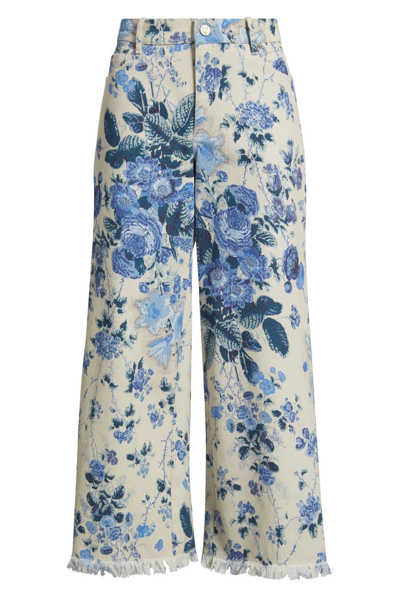 Anne Wide Leg Floral Crop Jeans, Alternate, color, ECRU MULTI