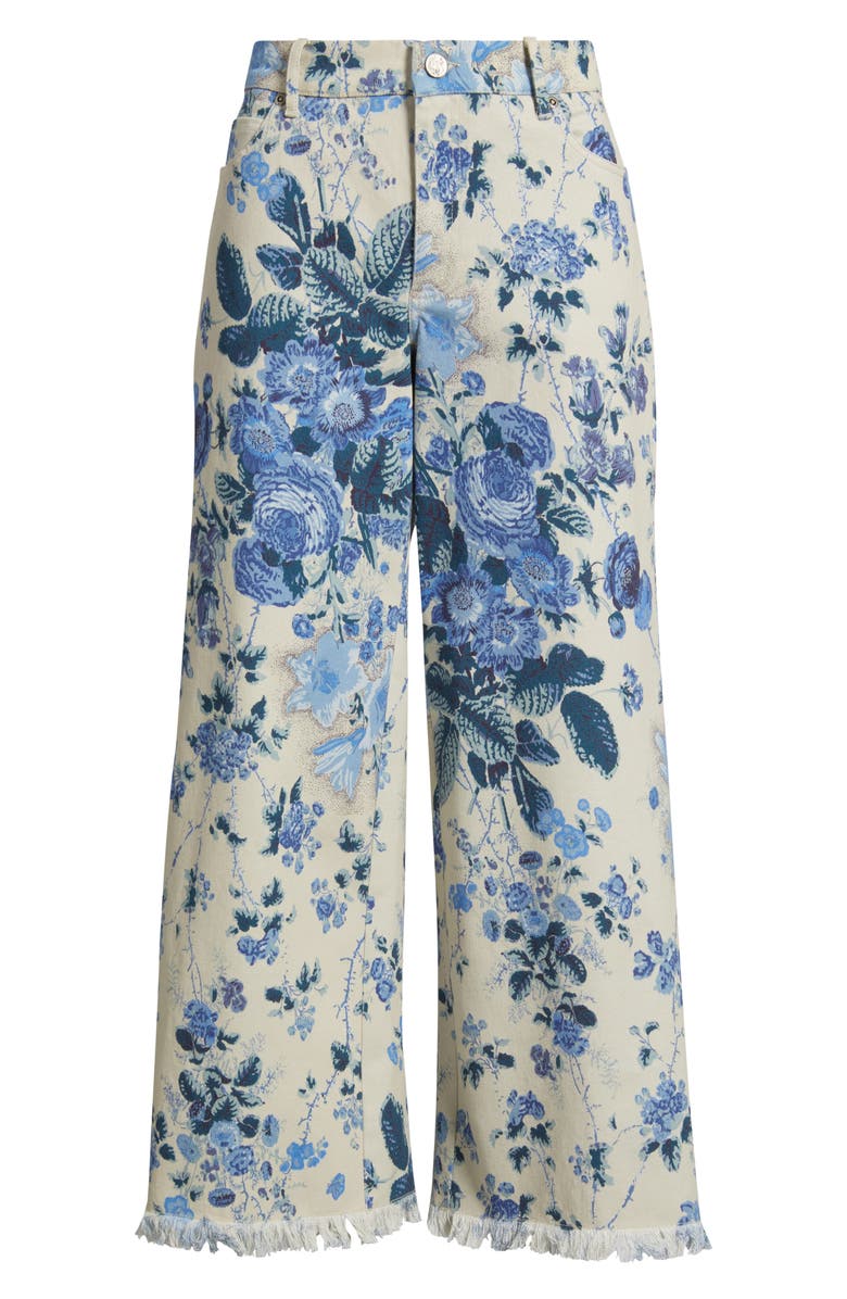 KOBI HALPERIN Anne Wide Leg Floral Crop Jeans, Alternate, color, Ecru Multi