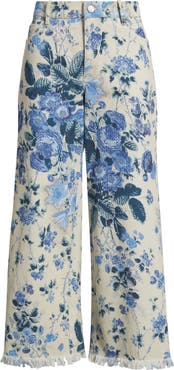 KOBI HALPERIN Anne Wide Leg Floral Crop Jeans
