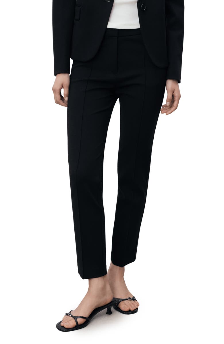MANGO Straight Leg Pants, Main, color, Black