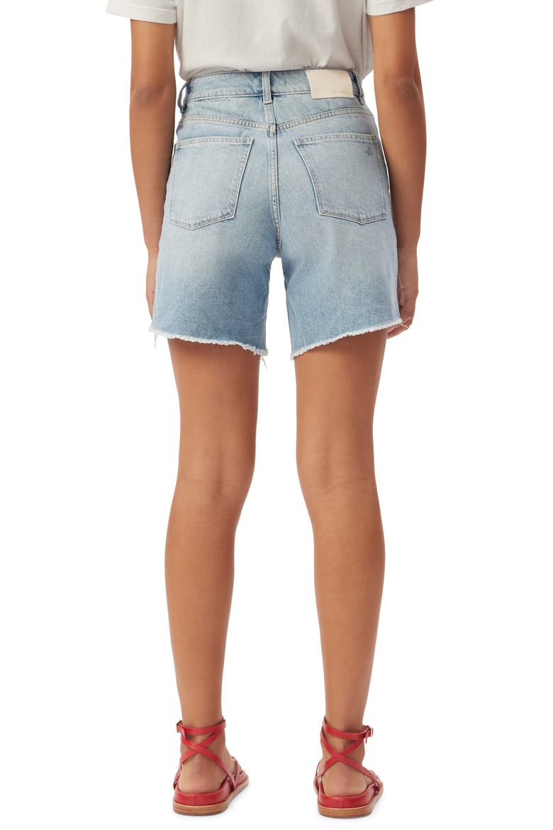 Emilie Ripped High Waist Fray Hem Denim Shorts, Alternate, color, FOUNTAIN