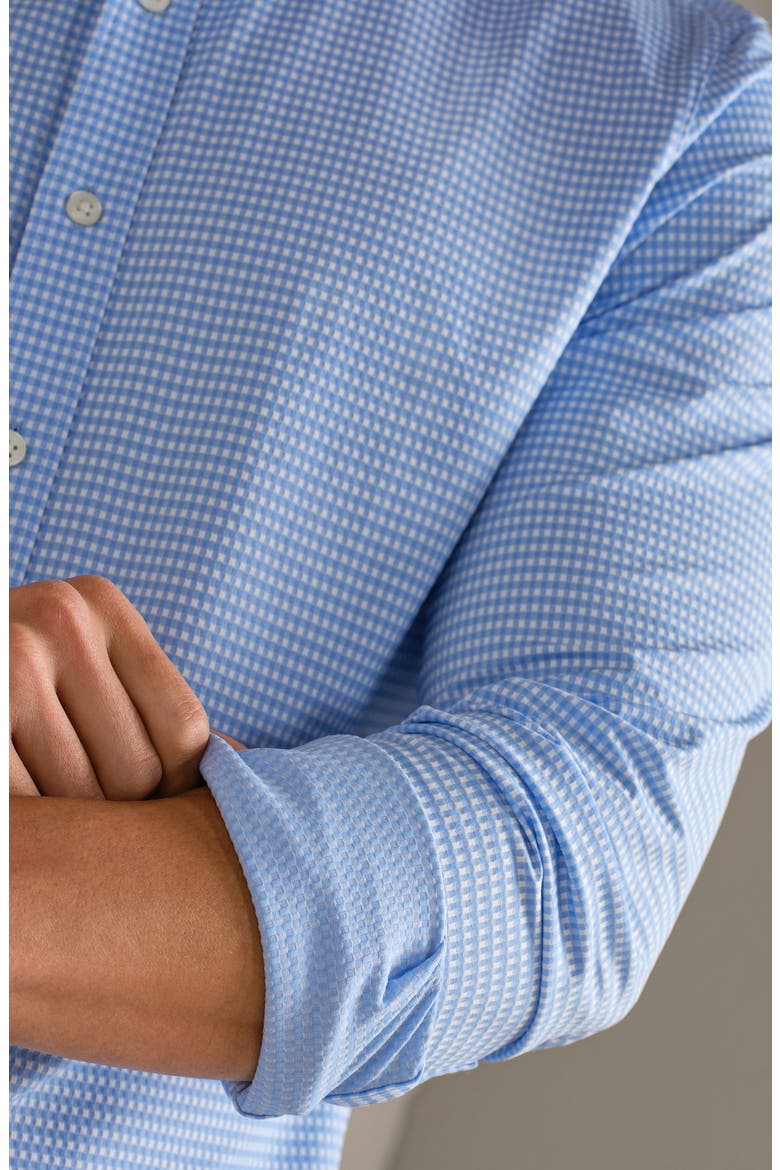Commuter Slim Fit Gingham Check Performance Button-Up Shirt, Alternate, color, LIGHT BLUE GINGHAM