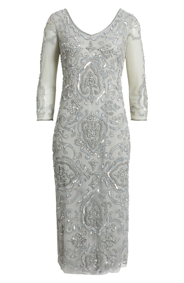 Pisarro Nights Sequin & Beaded Cocktail Sheath Dress, Alternate, color, Blue