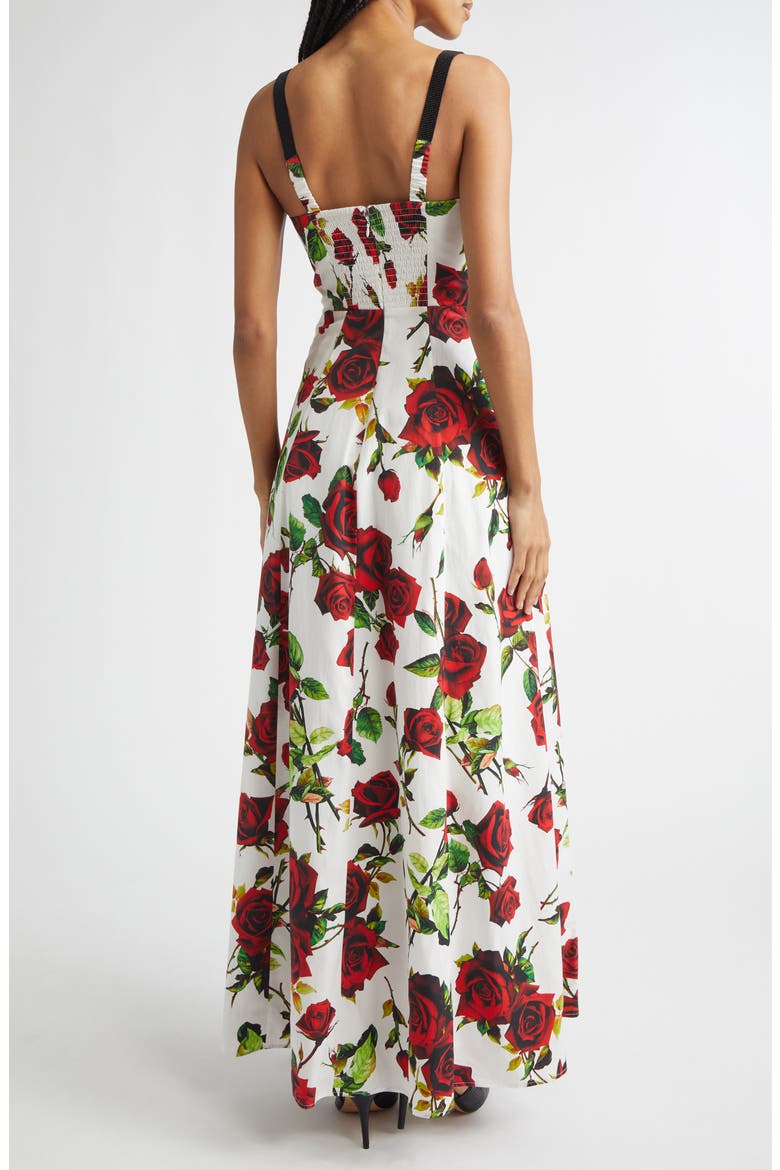 Sutton Floral Print Maxi Dress, Alternate, color, WHITE/ RED ROMANTIC ROSE
