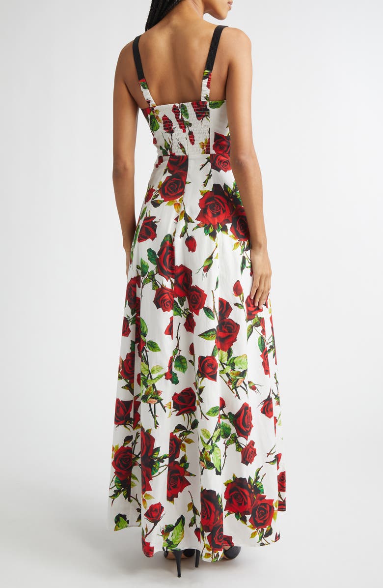 L'AGENCE Sutton Floral Print Maxi Dress, Alternate, color, White/ Red Romantic Rose