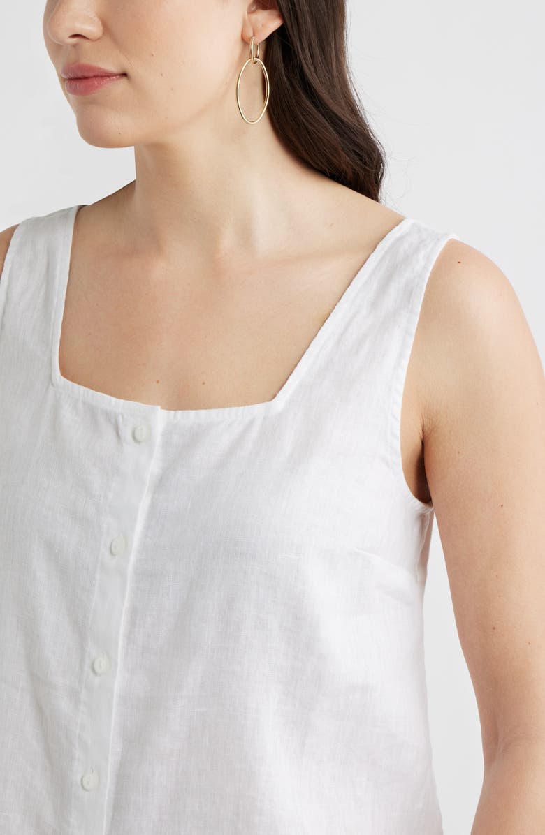 Caslon<sup>®</sup> Linen Button-Up Tank, Alternate, color, White