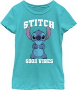 Lilo & Stitch Girl's Lilo & Stitch Good Vibes Only Stitch  Graphic T-Shirt
