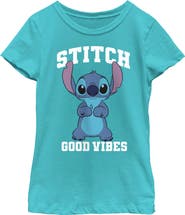 Lilo & Stitch Girl's Lilo & Stitch Good Vibes Only Stitch  Graphic T-Shirt