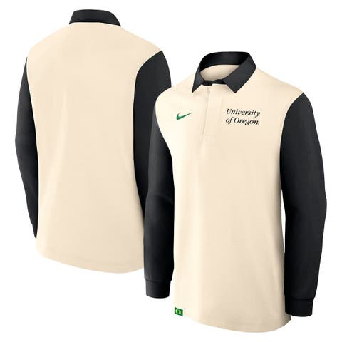 Men's Nike Cream/Black Oregon Ducks Rugby Long Sleeve Shirt