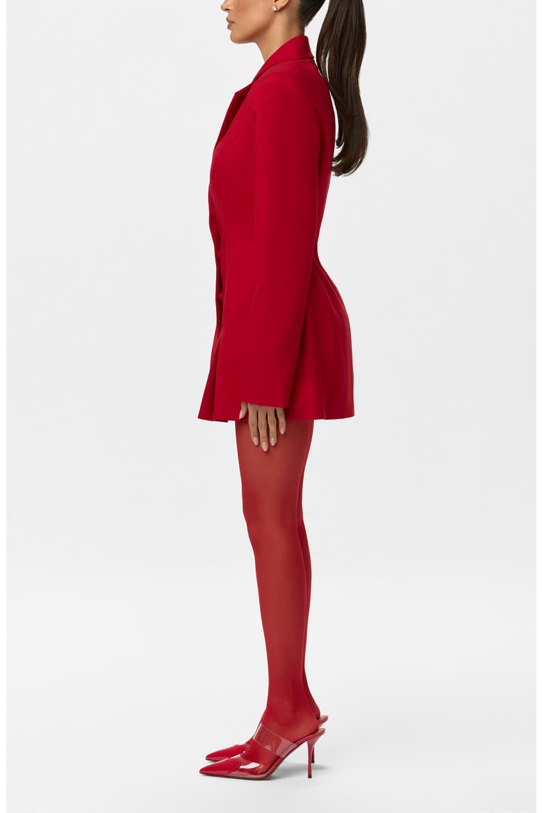 Pleated Long Sleeve Suiting Blazer Minidress, Alternate, color, RED