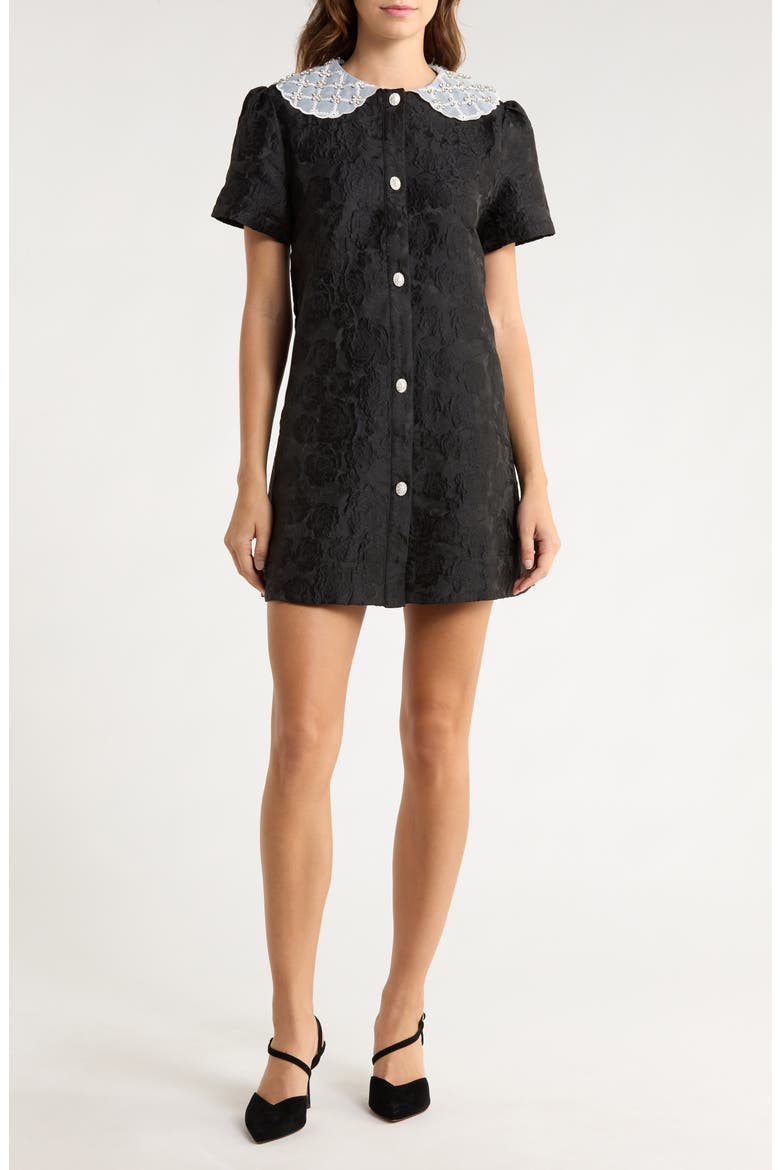 Chandelier Floral Jacquard Minidress, Main, color, BLACK