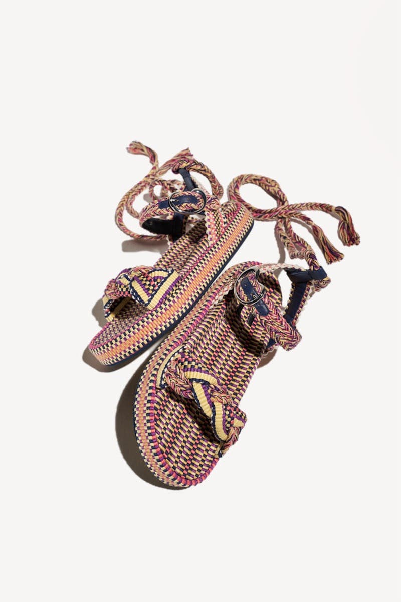 Carolina Braided Lace Up Platform Sandal, Alternate, color, Isle