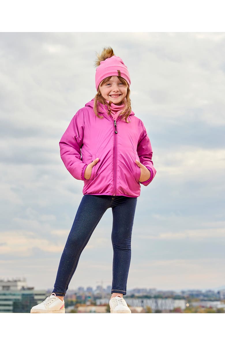 Deux par Deux Baby Girl's Mid-Season Jersey Detachable Pompom Hat Candy Pink, Alternate, color,