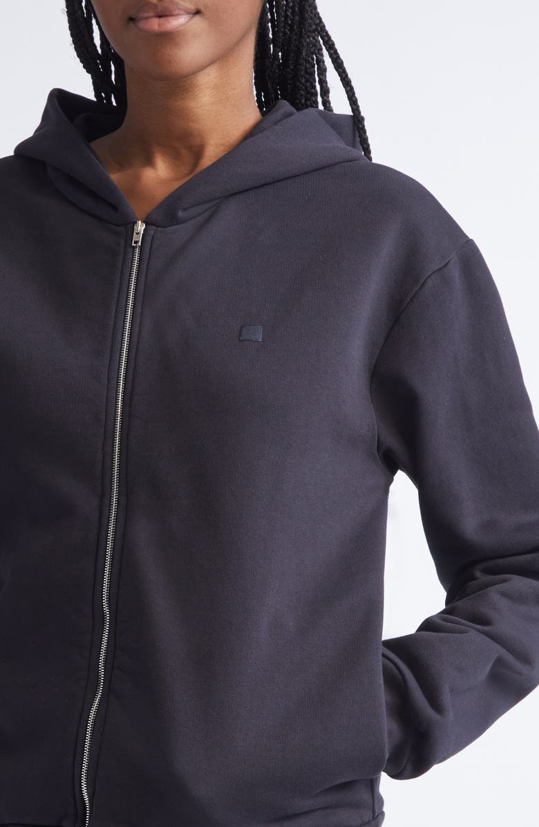 Acne Studios Fupiter Face Patch Fleece Zip Hoodie, Alternate, color, Black