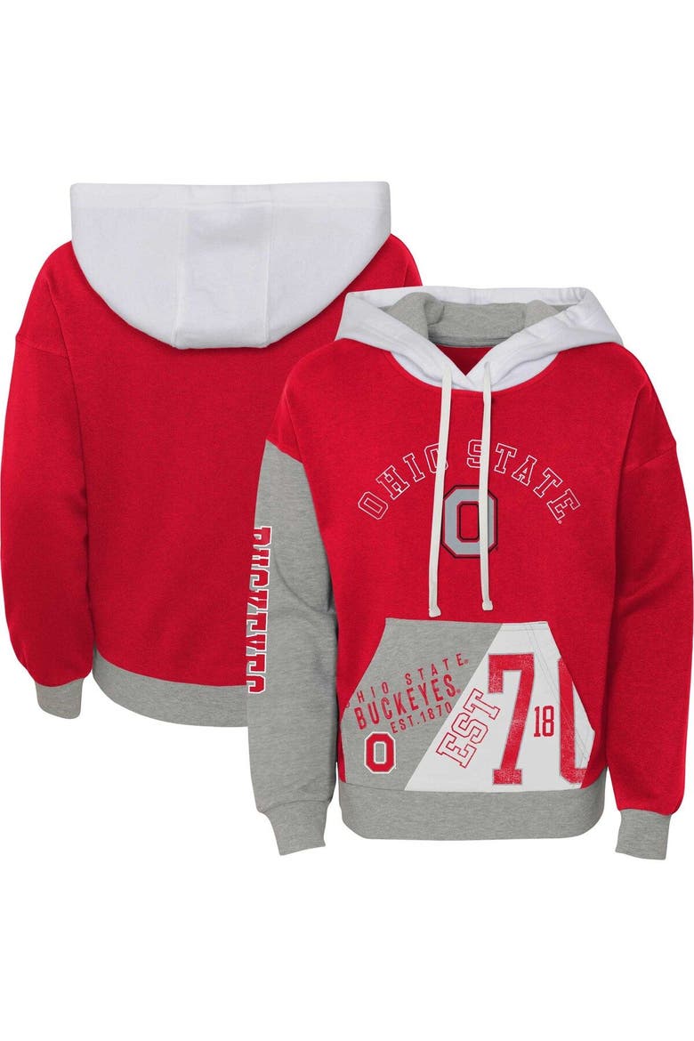 Girls Youth Scarlet Ohio State Buckeyes True Fan Soft Fleece Pullover Hoodie, Main, color, Scarlet