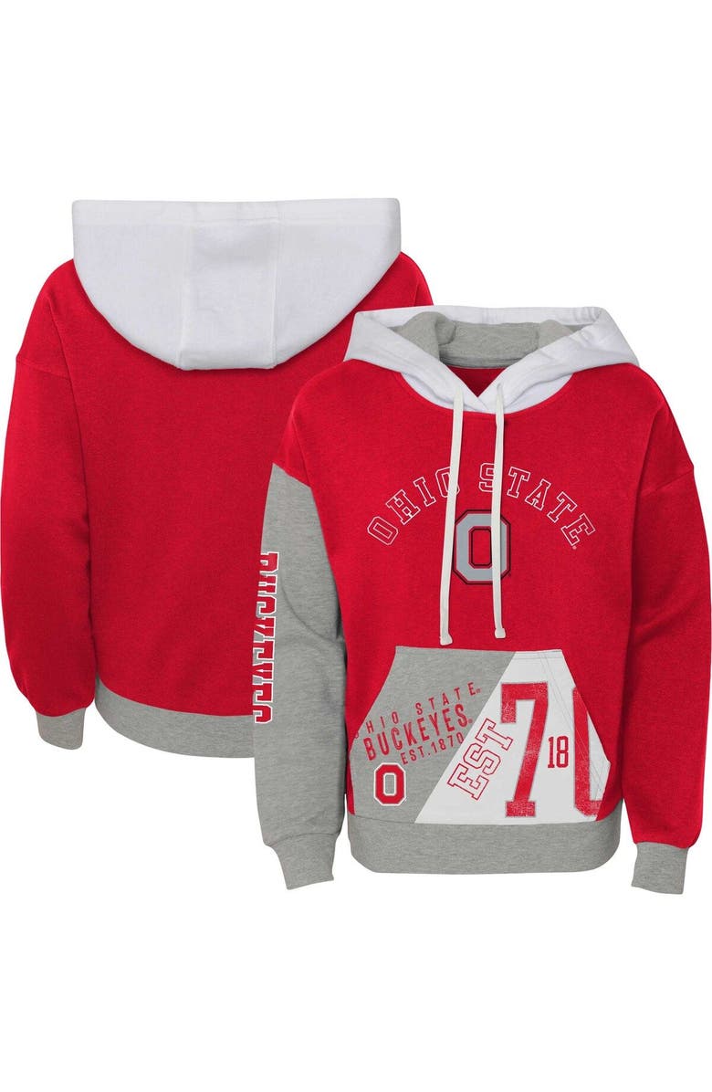 Outerstuff Girls Youth Scarlet Ohio State Buckeyes True Fan Soft Fleece Pullover Hoodie, Main, color, Scarlet