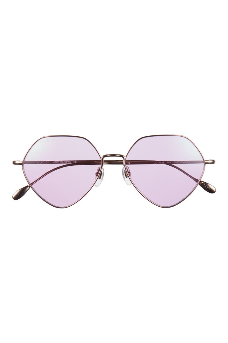 55mm Geometric Sunglasses, Main, color, GOLD GOLD PINK