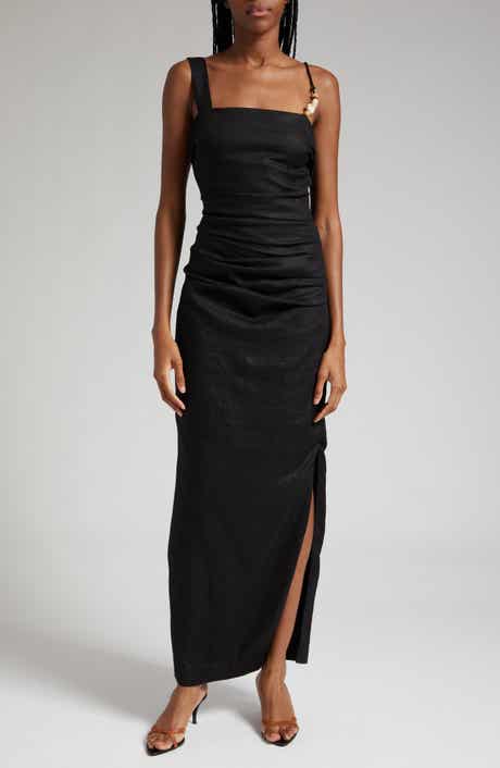 Antonia Beaded Strap Linen Dress
