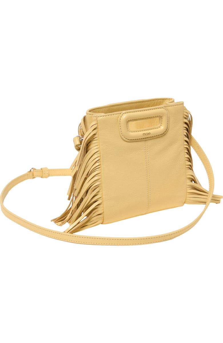 maje Matte crackled leather M Mini bag, Alternate, color, Pale Yellow