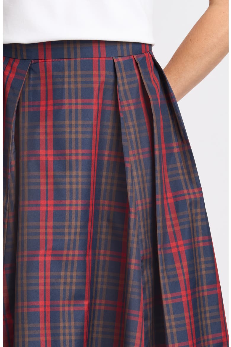Guinevere Pleated Plaid Midi Skirt, Alternate, color, INDIGO NIGHT