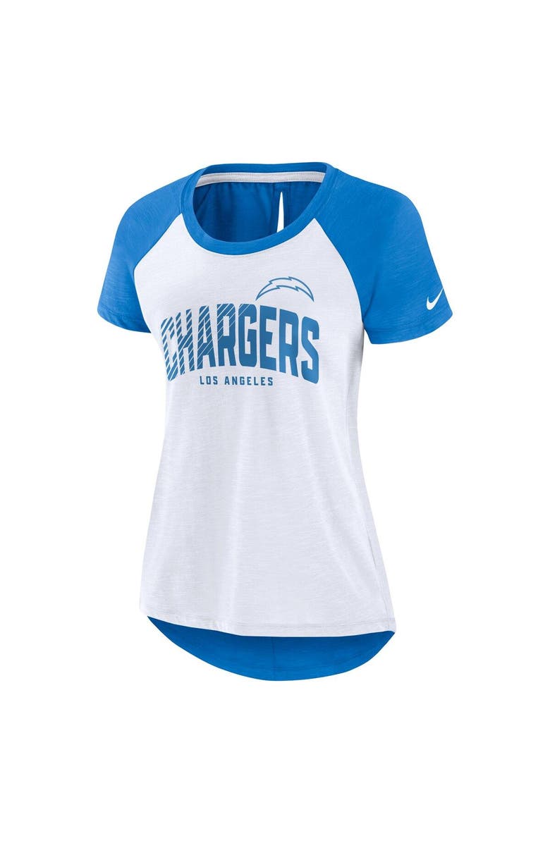 Nike Women's Nike White/Heather Scarlet Los Angeles Chargers Back Slit Lightweight Fashion T-Shirt, Alternate, color,