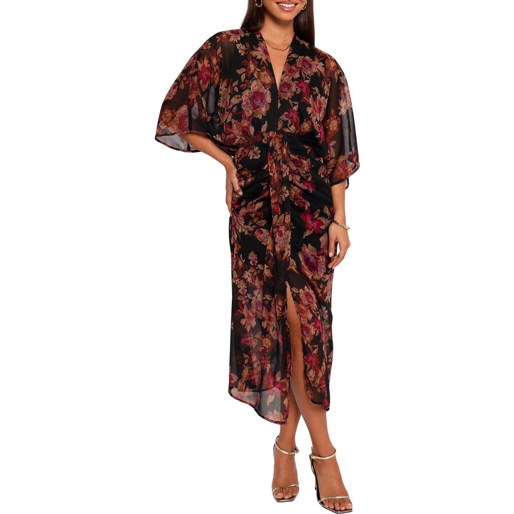 Petal & Pup Audrina Floral Chiffon Midi Dress in Deep Night Floral