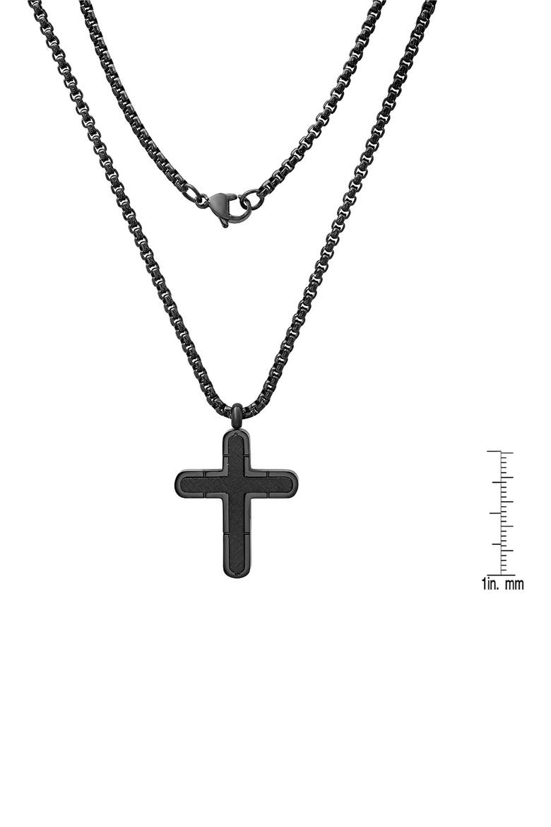 Men's Black Stainless Steel Cross Pendant Necklace, Alternate, color, BLACK