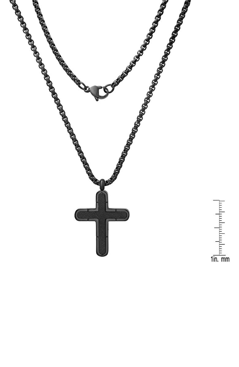 HMY JEWELRY Men's Black Stainless Steel Cross Pendant Necklace, Alternate, color, Black