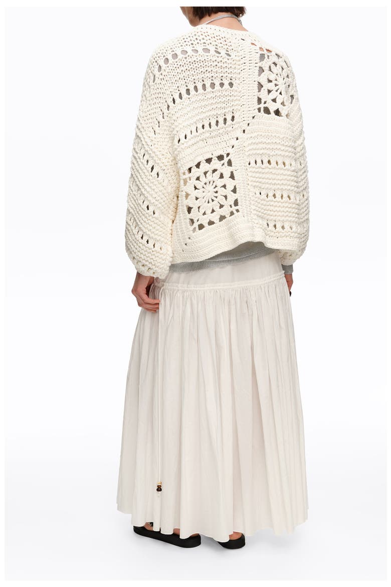 Crochet Balloon-Fit Cardigan, Alternate, color, WHITE