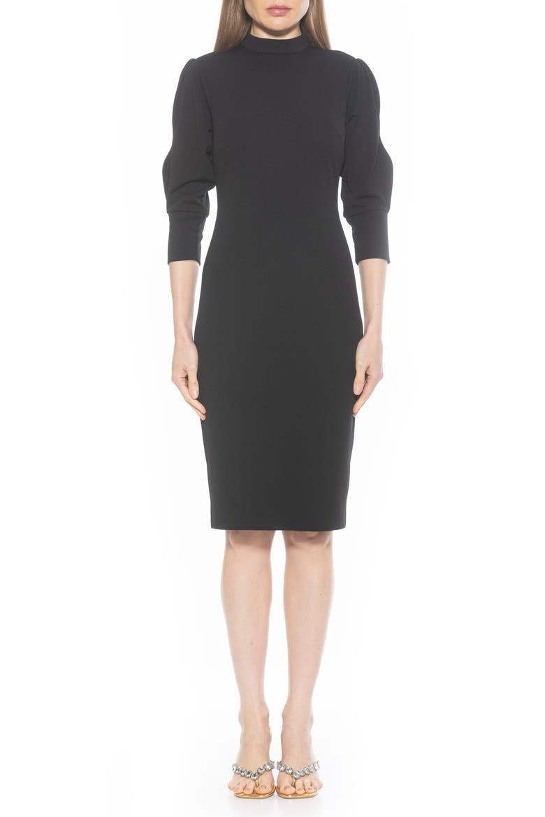 Logan Mock Neck Sheath Dress, Main, color, BLACK